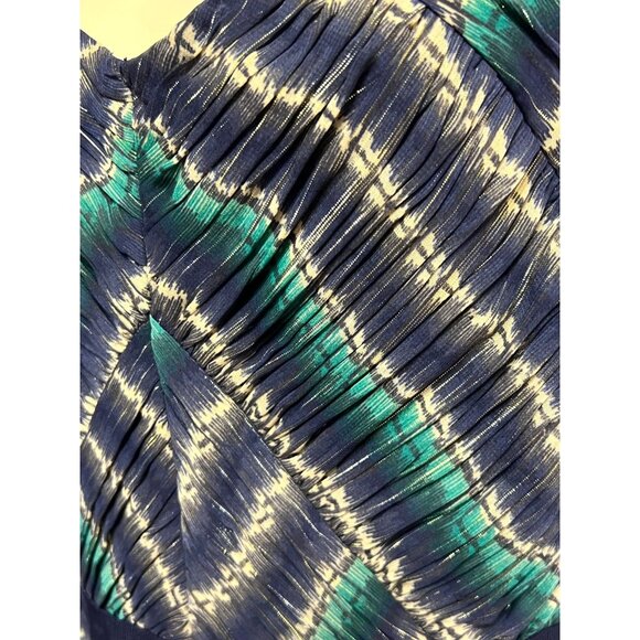 Antonio Melani Josephine Dress Size 2 Seaglass Navy Ikat Pleated Sleeveless Zip - Picture 11 of 16